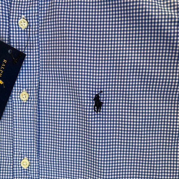NWT Ralph Lauren Polo Men's Long Sleeve Cotton Shirts Blue Checks Size Small - Picture 2 of 8